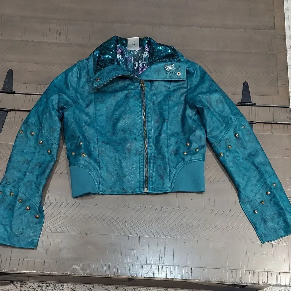 Disney Descendants Uma Faux Leather Moto Jacket Sz 11/12